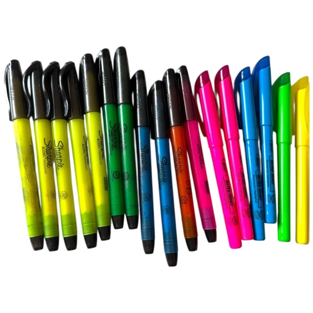 Bulk Lot Highlighters Pens: Sharpie Accent, Bic‎ , Quill, Staples TESTED B20Q